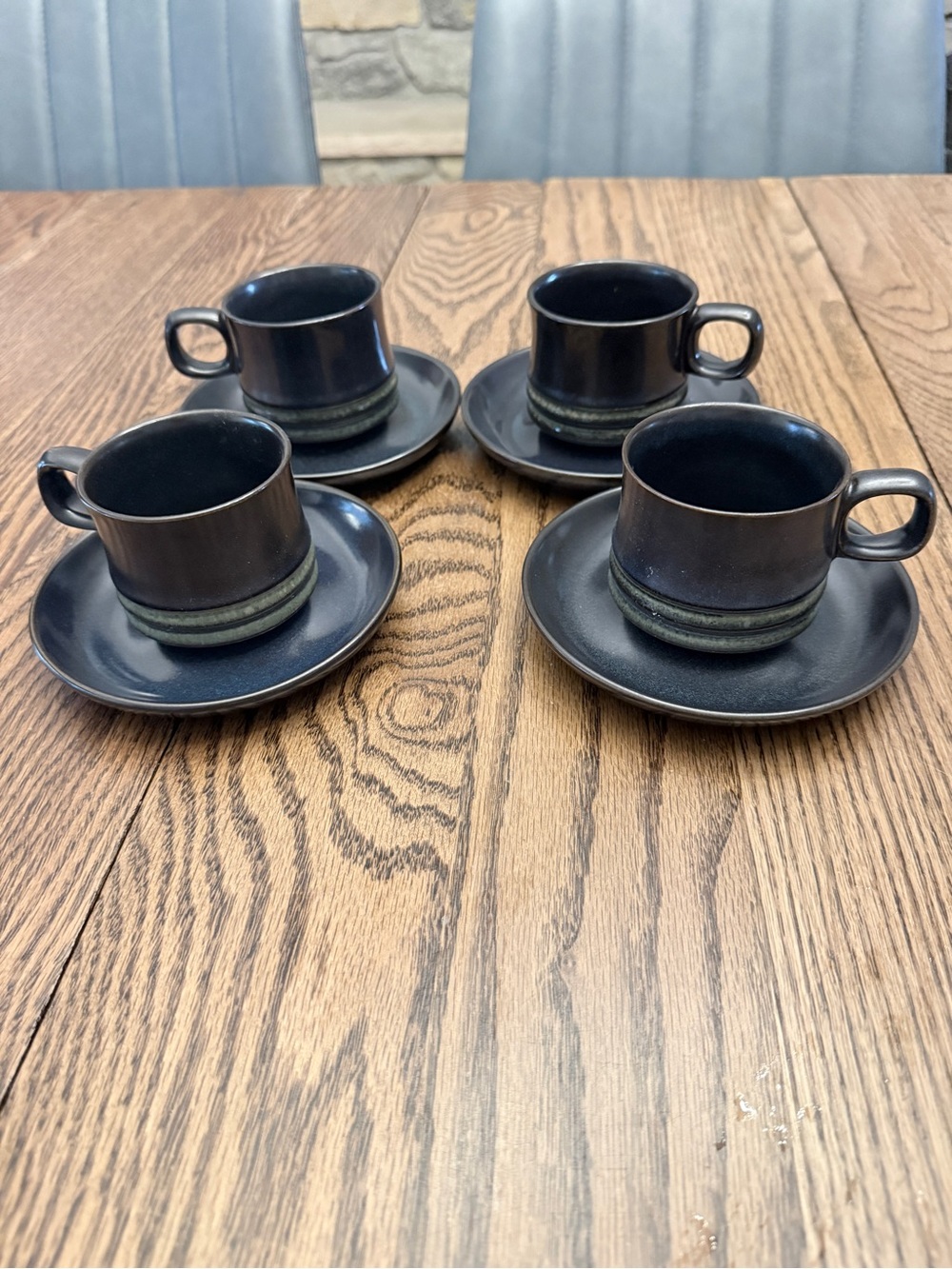 Vintage Denby Kismet Bukara Coffee Cups and Saucers - Set of 4 EUC